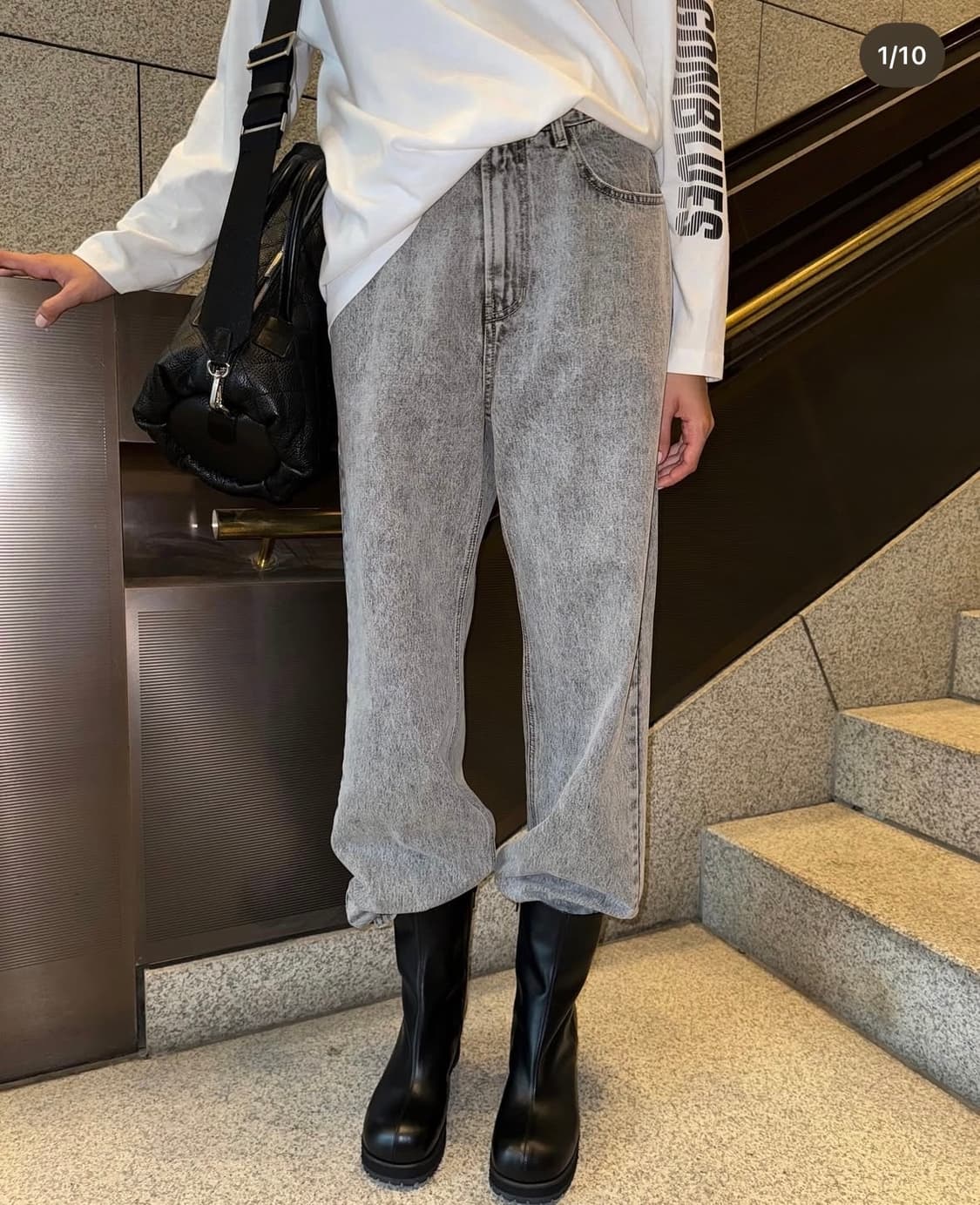 드래곤블루스 스트레이트 워시드 진 - 쏠트그레이 상품이미지1