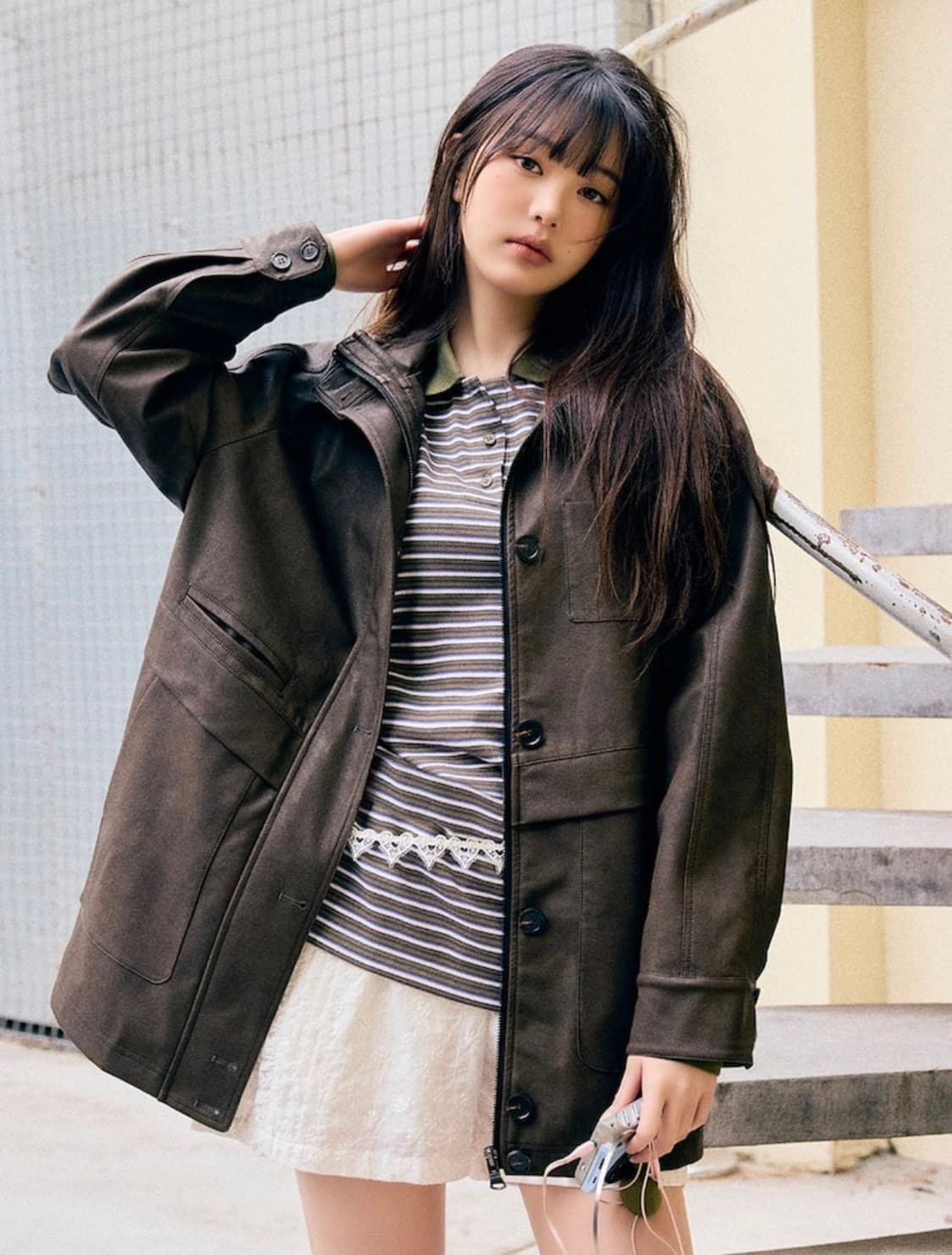 로라로라 레더 저켓 장원영 착용 상품이미지1
