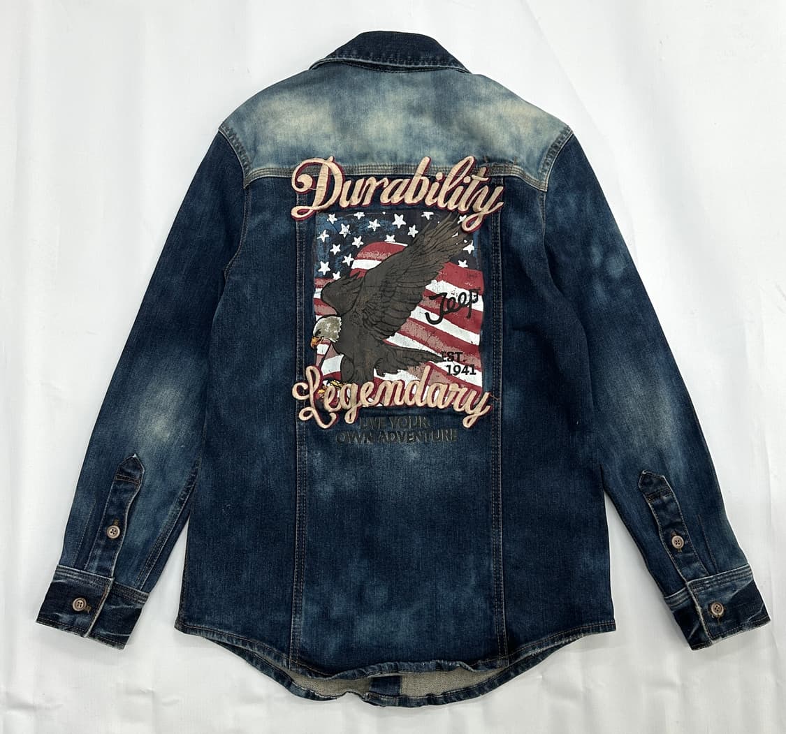 Jeep 빈티지 워싱 데님 청셔츠 남방 레터링 프린팅  보헤미안  상품이미지3