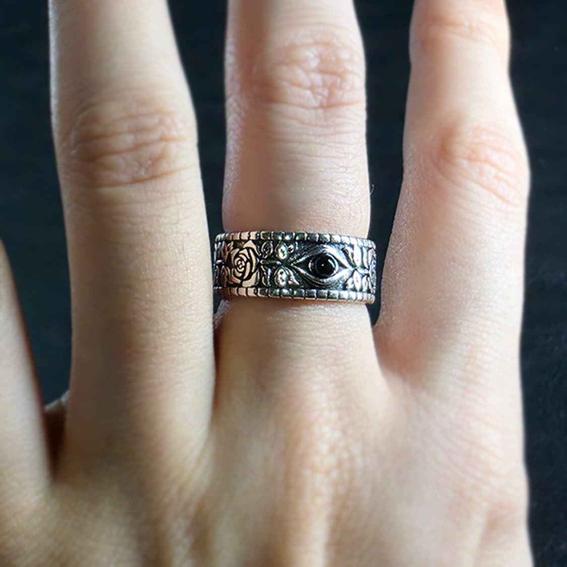 Ayn 실버 남자 엔틱 빈티지 명품 고대 장미 눈 반지 상품이미지7