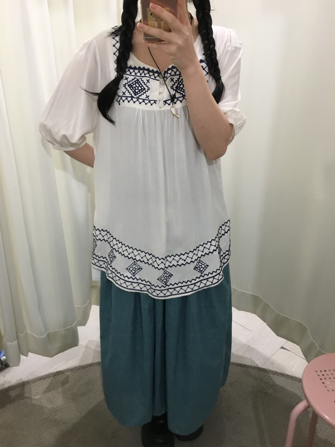 하구미 자수 블라우스 상품이미지2