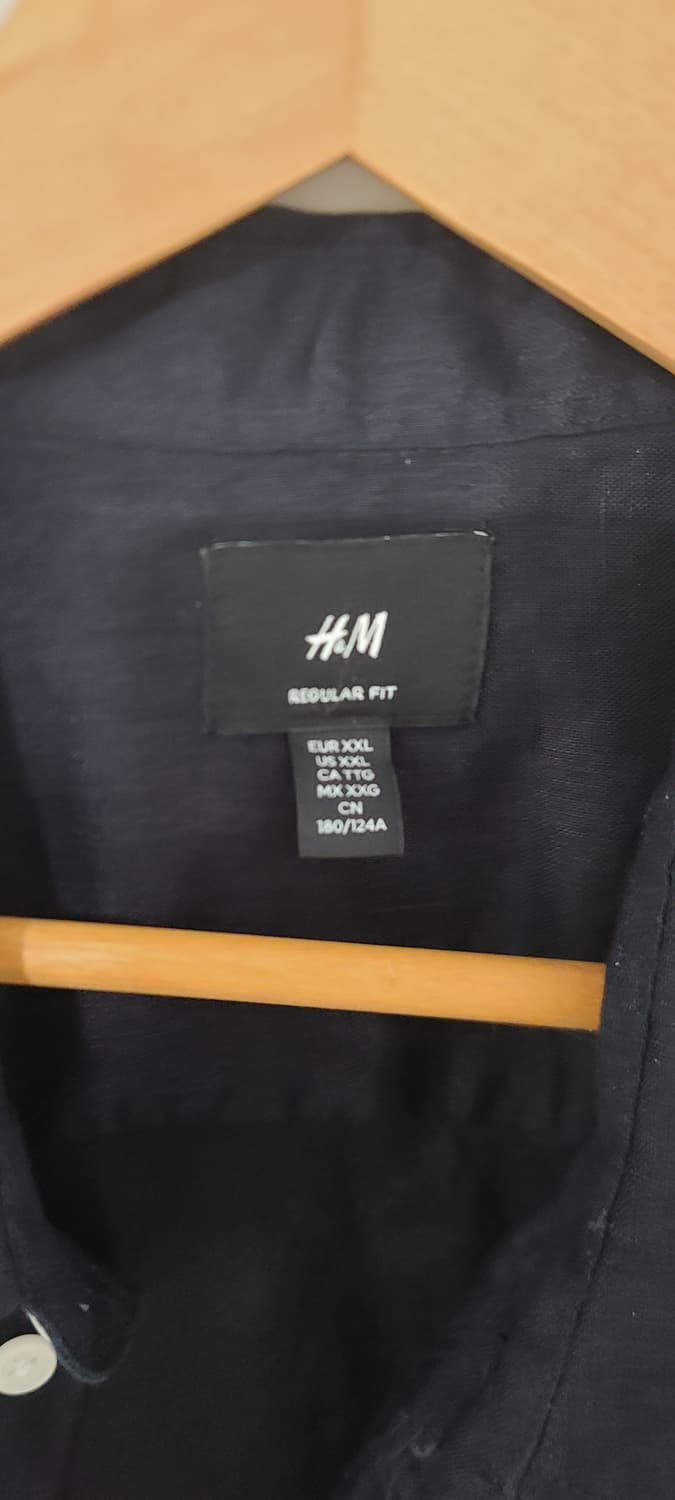 H&M 린넨 100% 셔츠 블랙 XXL 새상품 상품이미지2