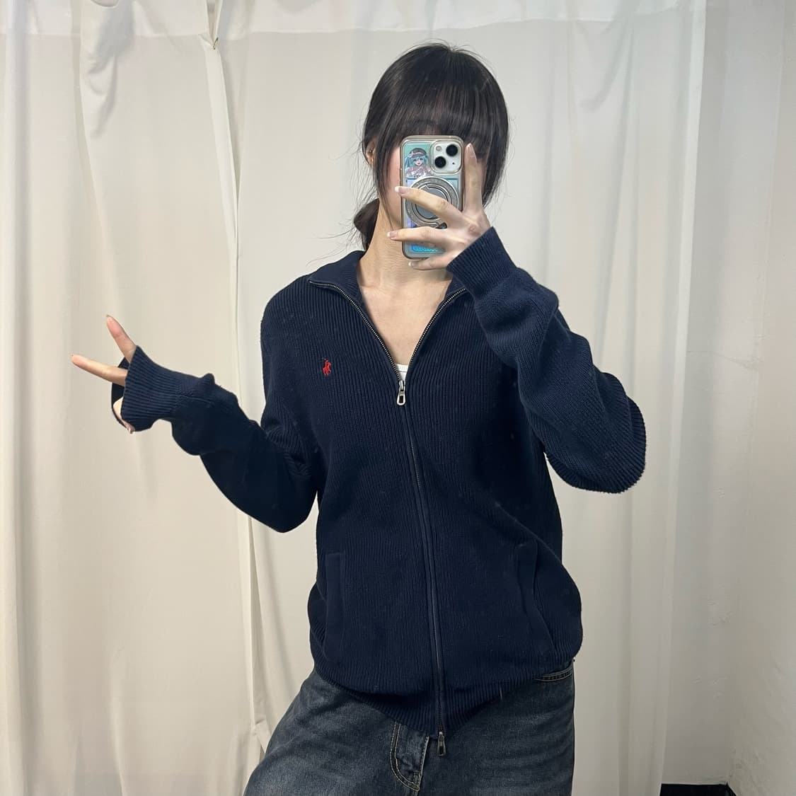 Polo Ralph Lauren navy knit zip-up 상품이미지2
