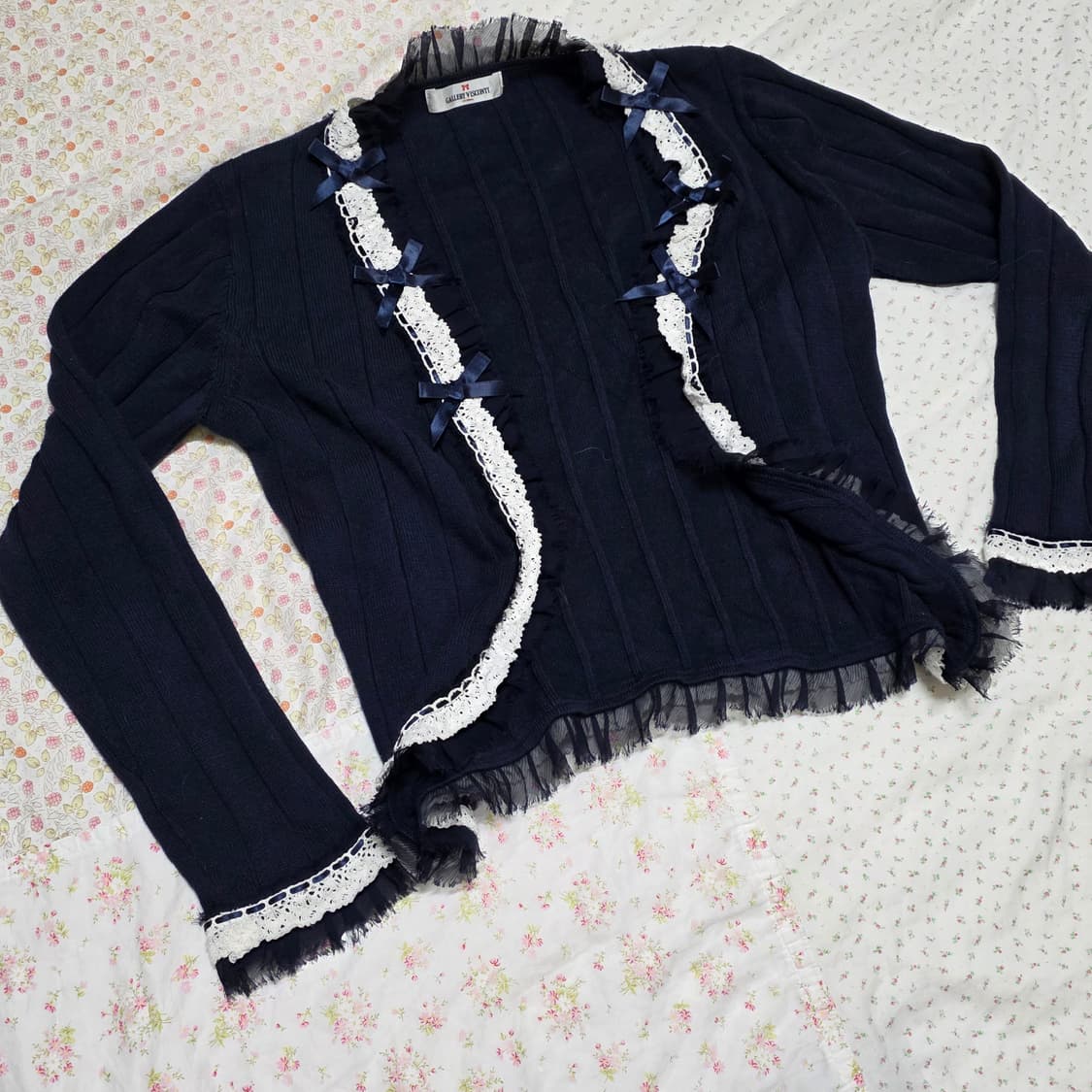 빈티지 로걀 레이스 빅 리본 로걀탑 가디건 세트 히메갸루 리즈리사깔 상품이미지4