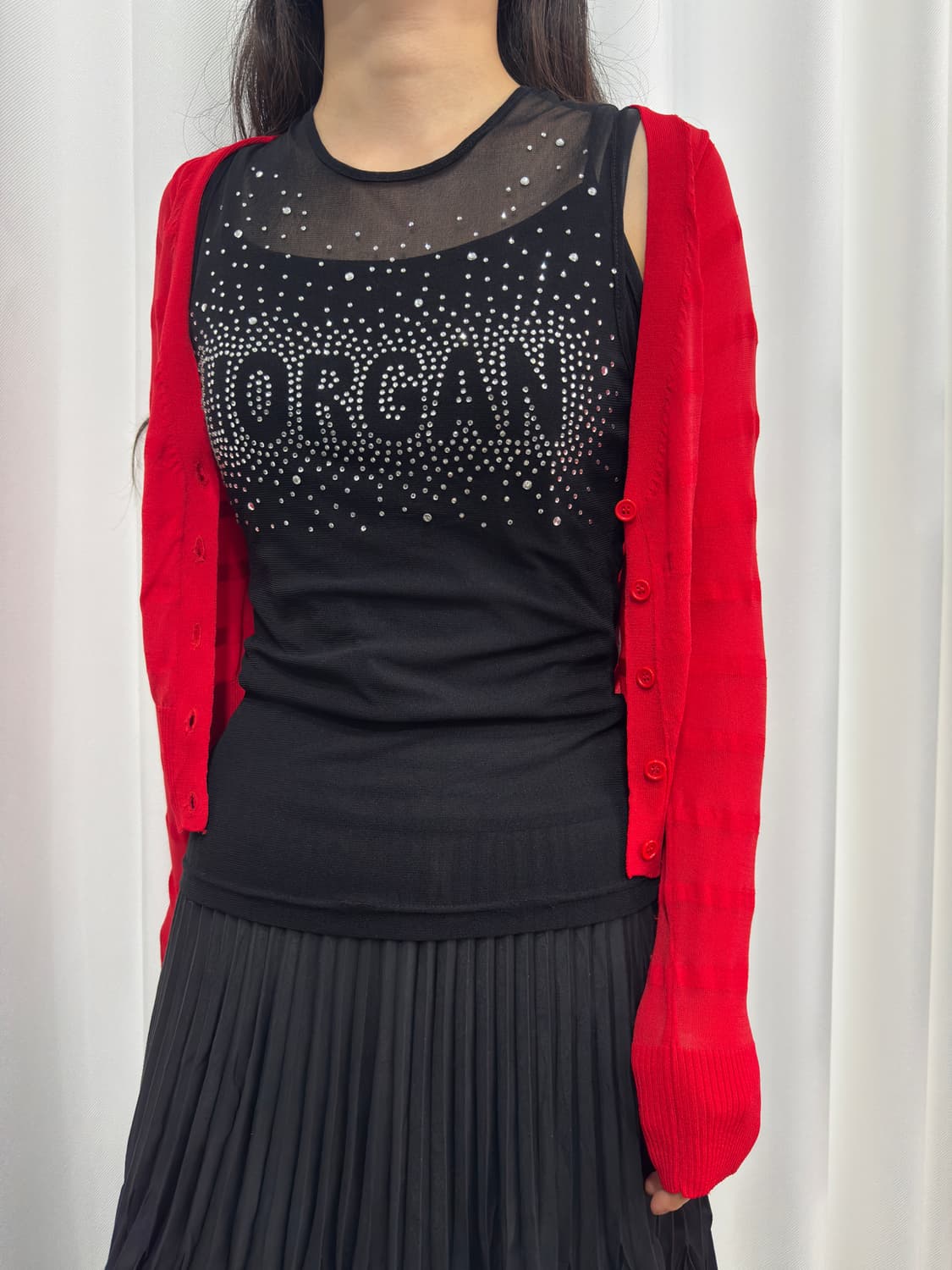 red stripe slim cardigan 상품이미지4