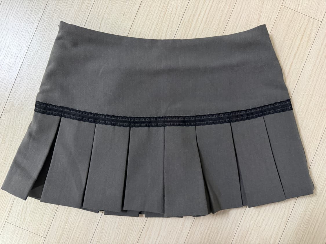 시너진 버튼 레이스 플리스 스커트 차콜 s 상품이미지3