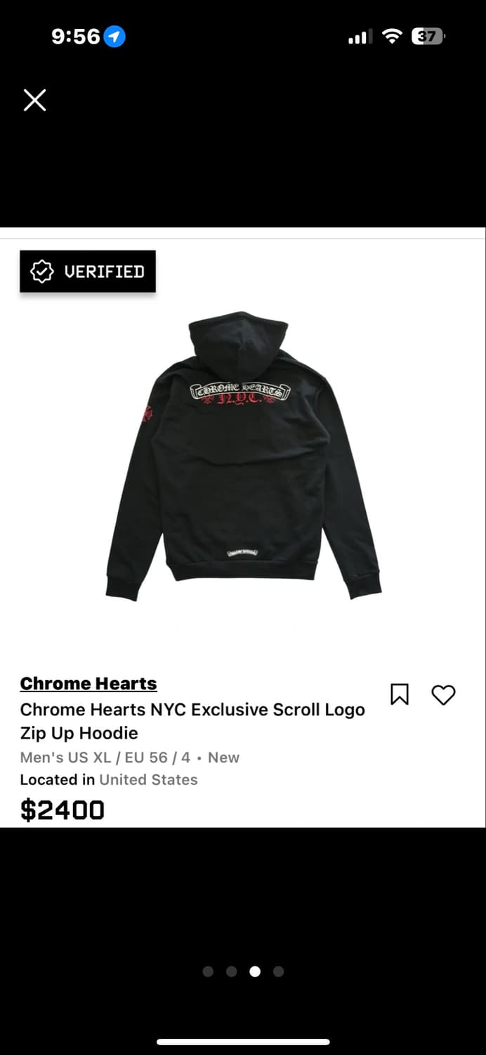 크롬하츠 NYC 한정 스크롤 집업 후디 L사이즈 새상품 상품이미지3