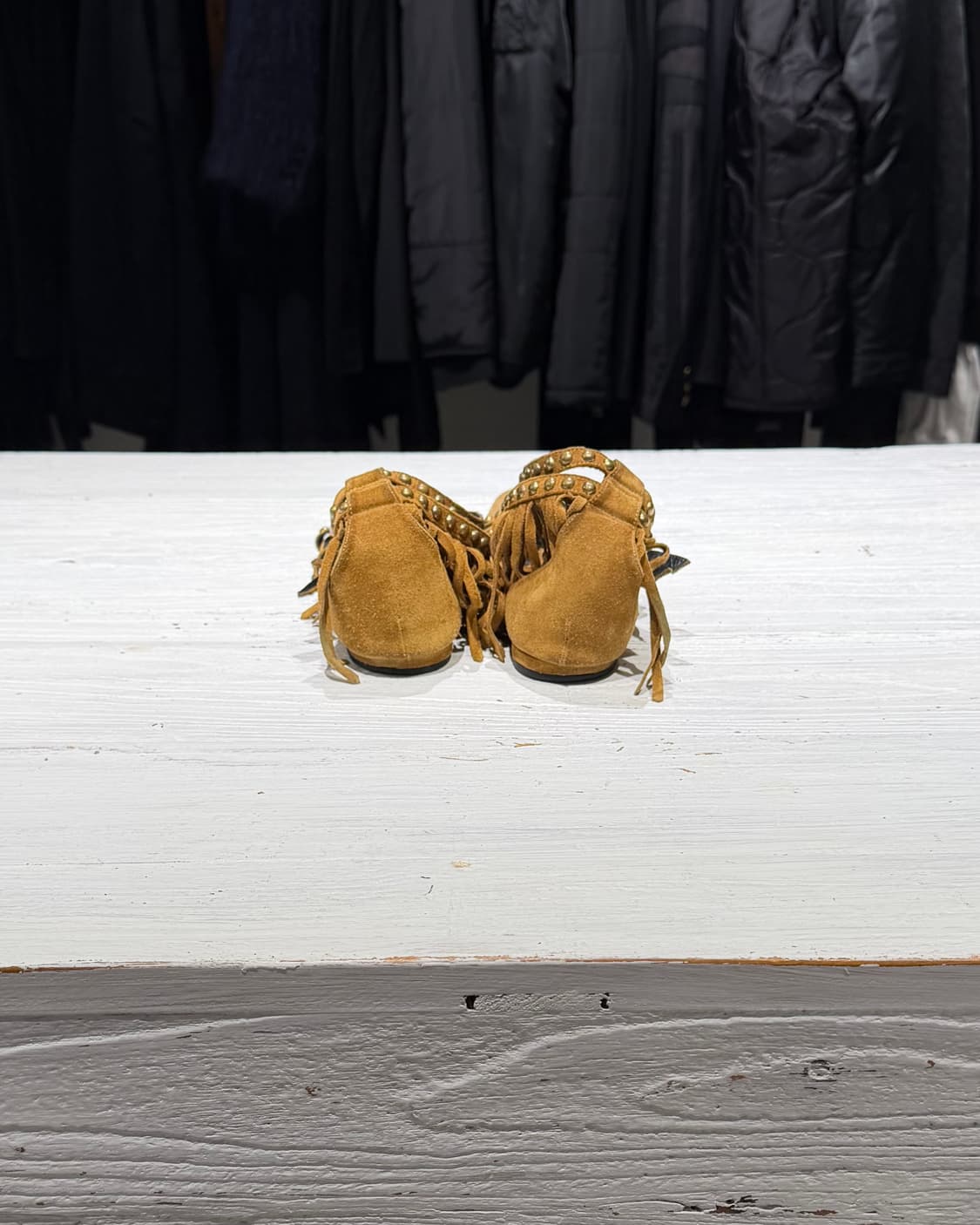 생로랑 브라운 스웨이드 프린지 샌들 상품이미지5