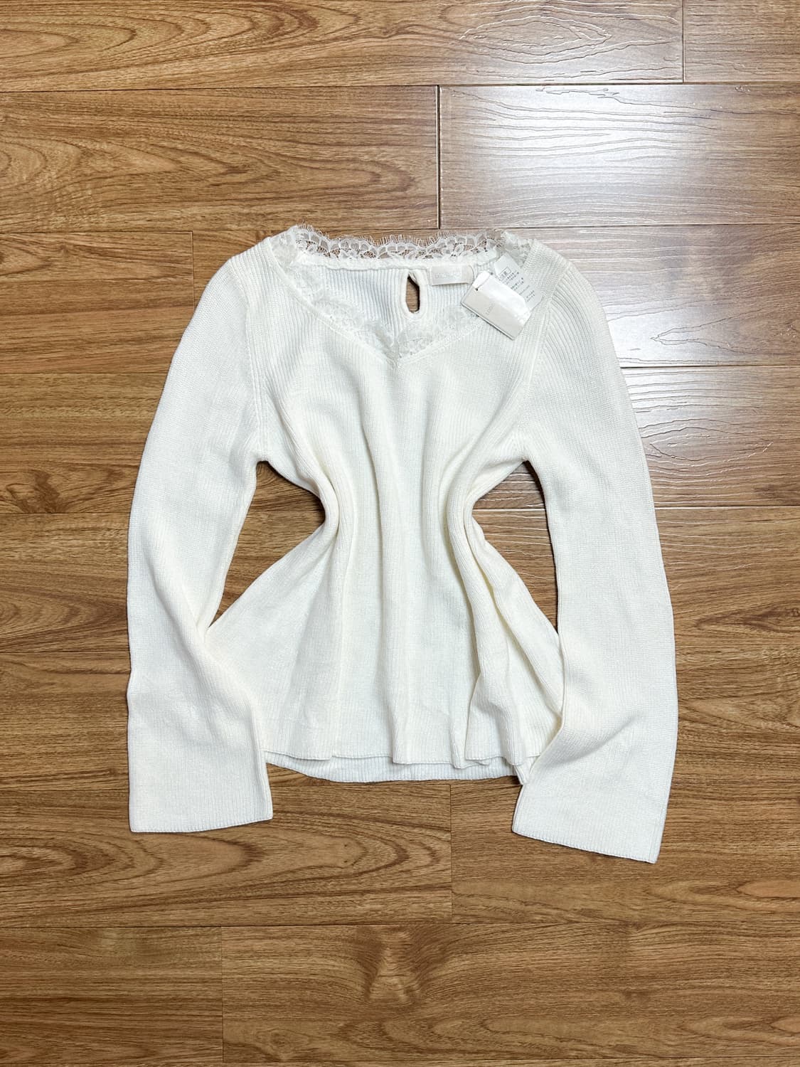 빈티지 로디스포토 화이트 리본 니트 티셔츠 히메갸루 로걀 달천깔 발레코어 상품이미지1