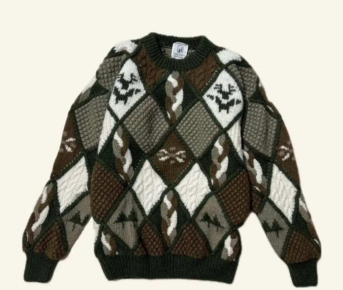 울 100 코이세이오 폼폼 케이블 니트 st JPY 일본 빈티지 상품이미지1