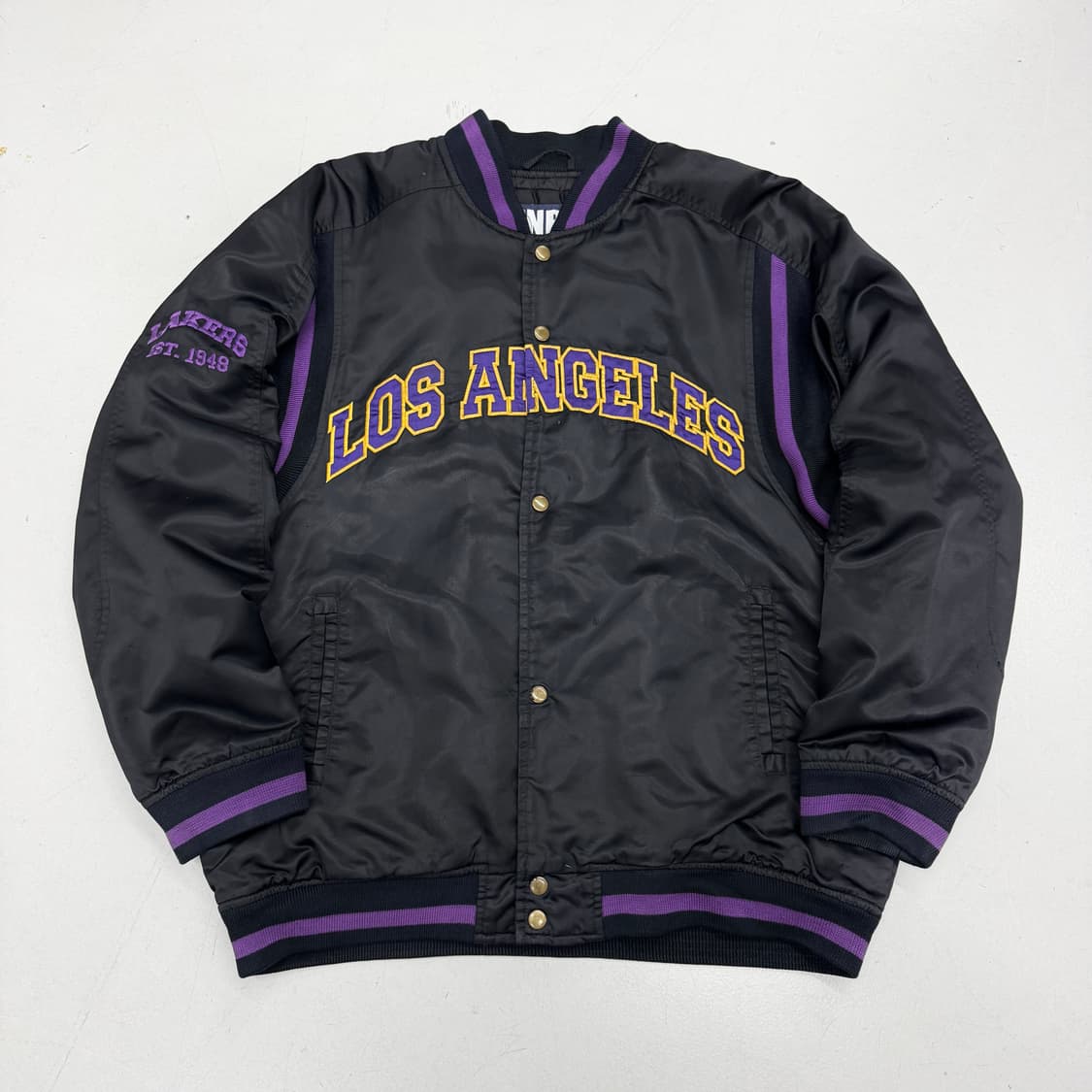 NBA 90s 레이커스 빅로고 올드스쿨 베스킷볼 바시티 점퍼 자켓 상품이미지2