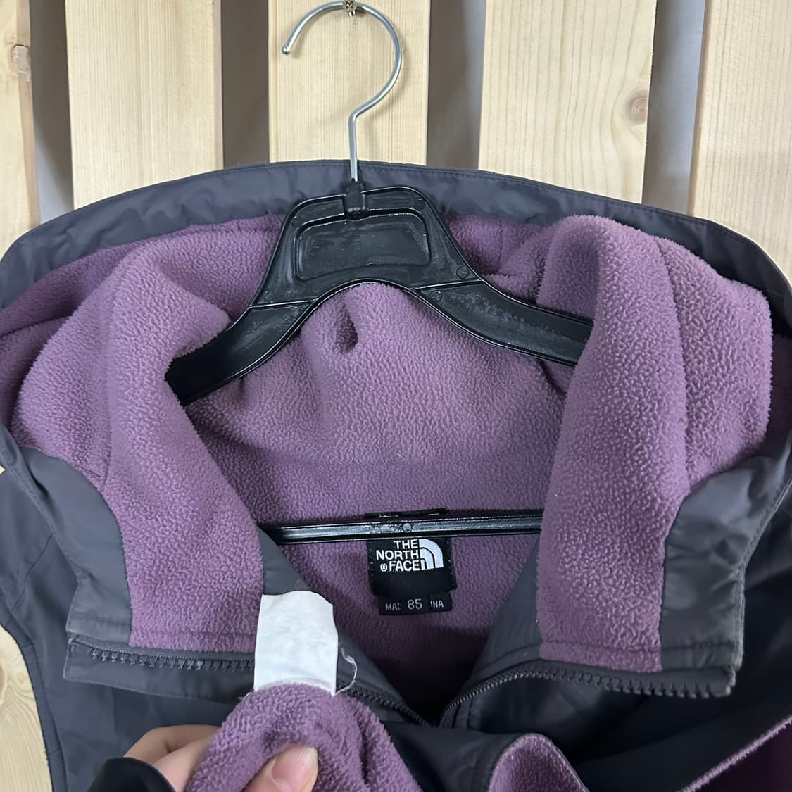 (M) 노스페이스 그레이 퍼플 바람막이 후드 베스트 조끼 상품이미지5