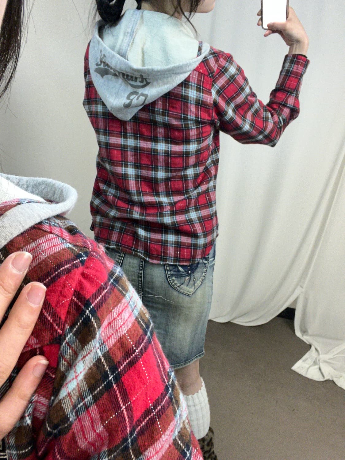 kissmark 00‘s 펑크 체크 후드 셔츠 상품이미지6