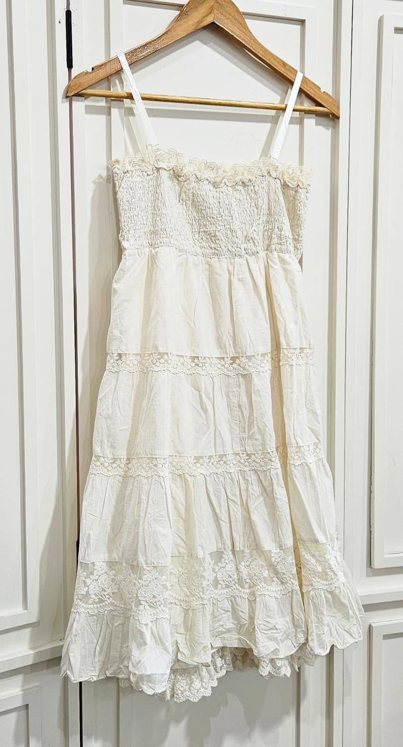 0327(LEST ROSE) 아이보리 레이스 레이어드 원피스 상품이미지2