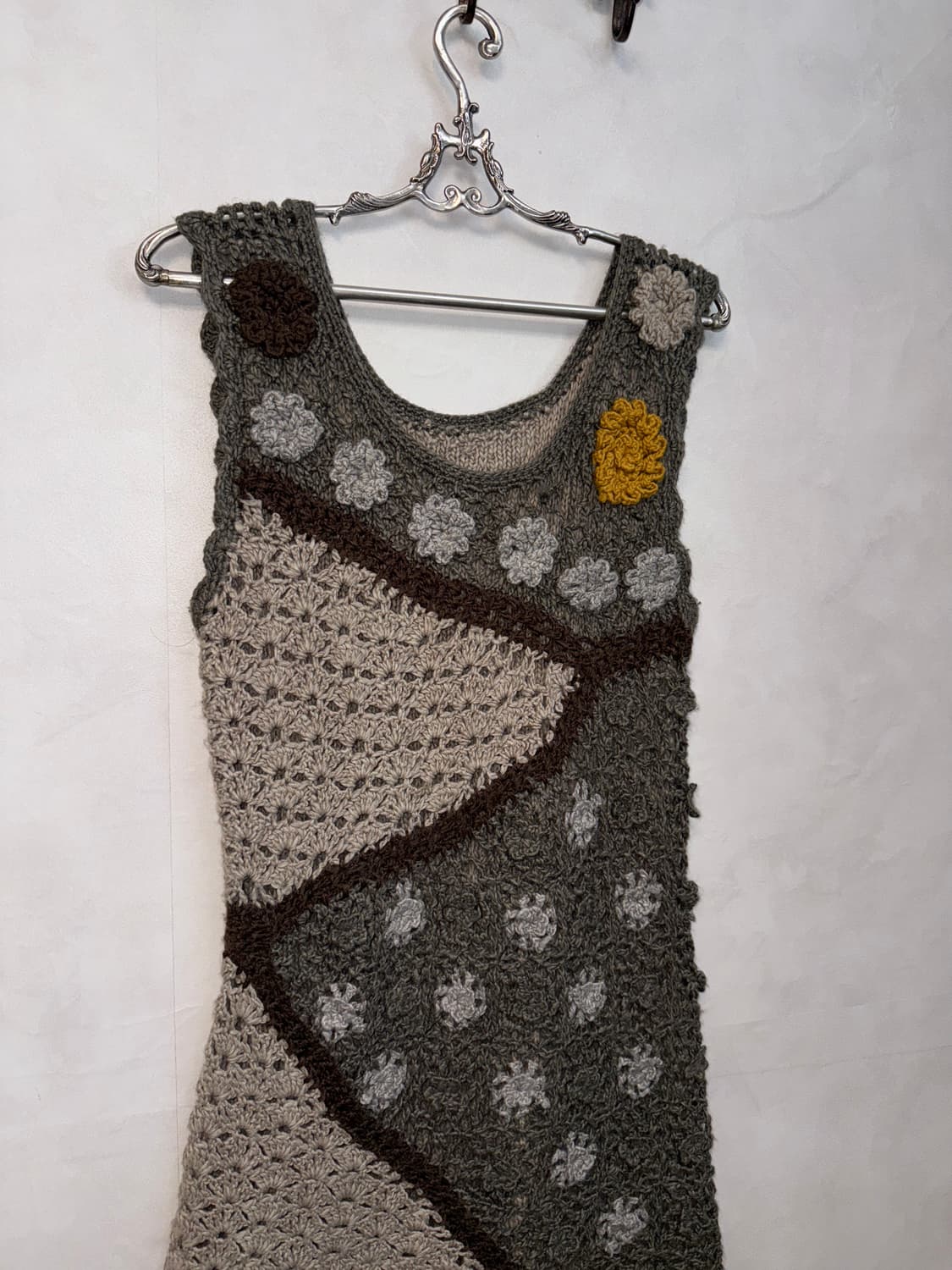 Aah beige bohemian flower crochet ops 상품이미지4