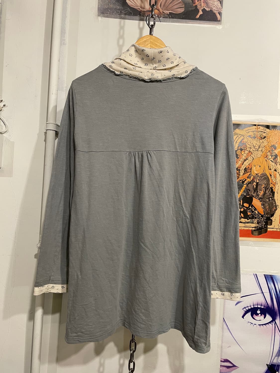 잔꽃 레이어드 잿빛 하늘색 탑 모리 상품이미지5