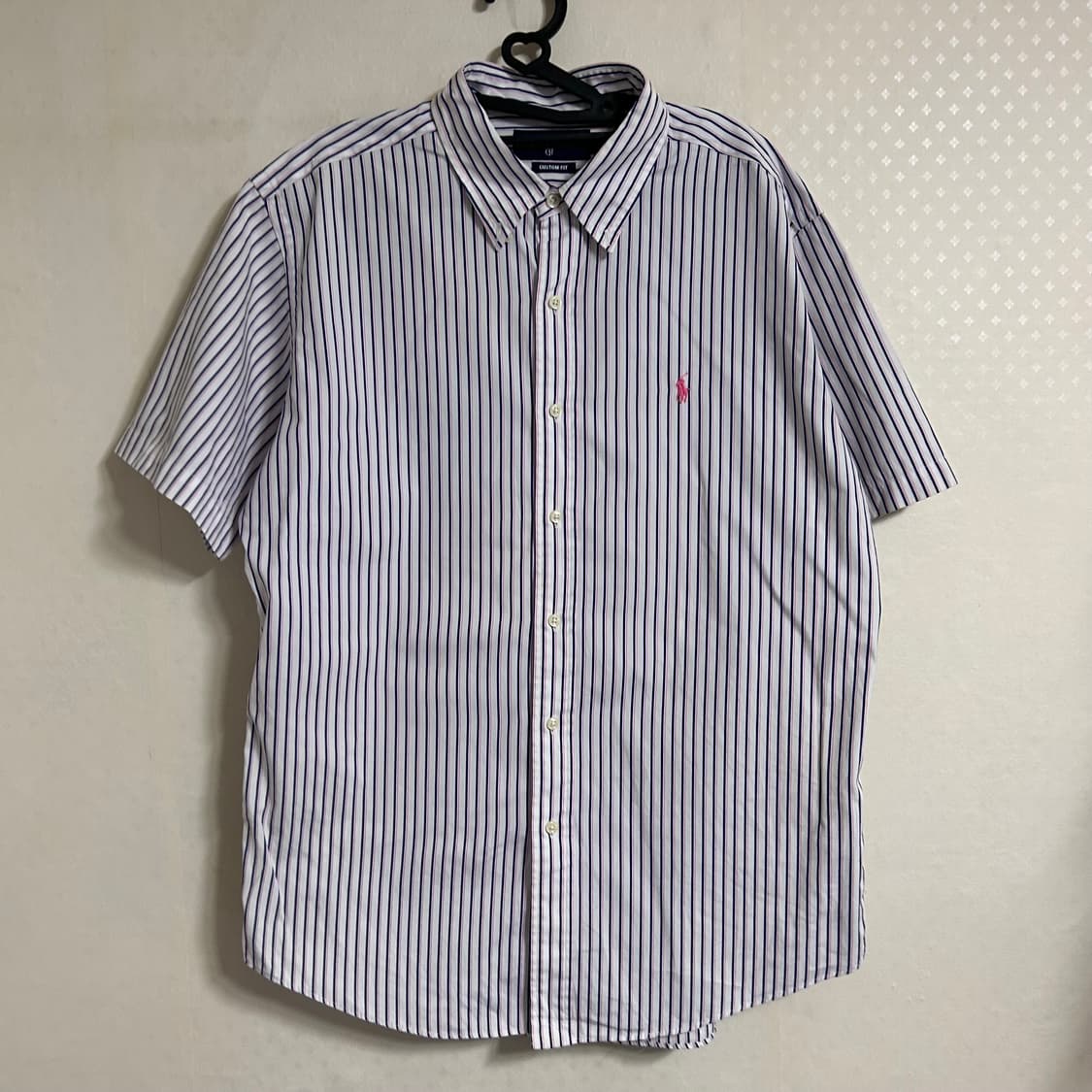 폴로 랄프로렌 스트라이프 반팔 셔츠 핑크 네이비  상품이미지4