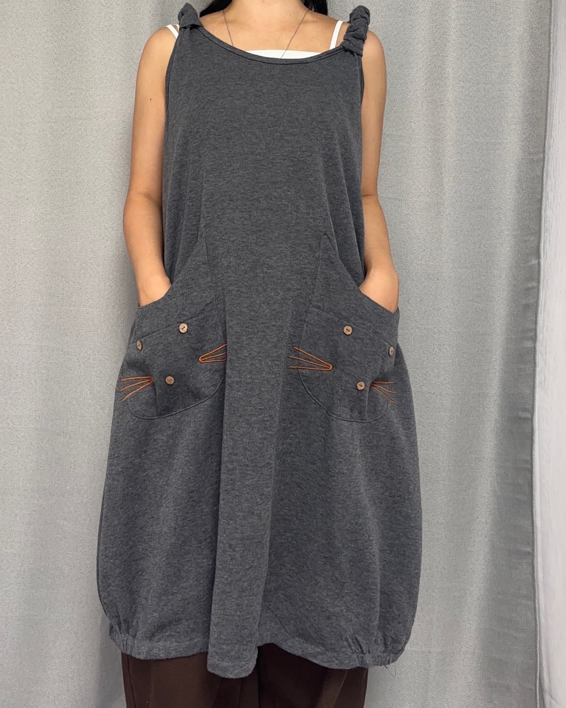 Deux Amour 캣츠 투포켓 벌룬 원피스 상품이미지9