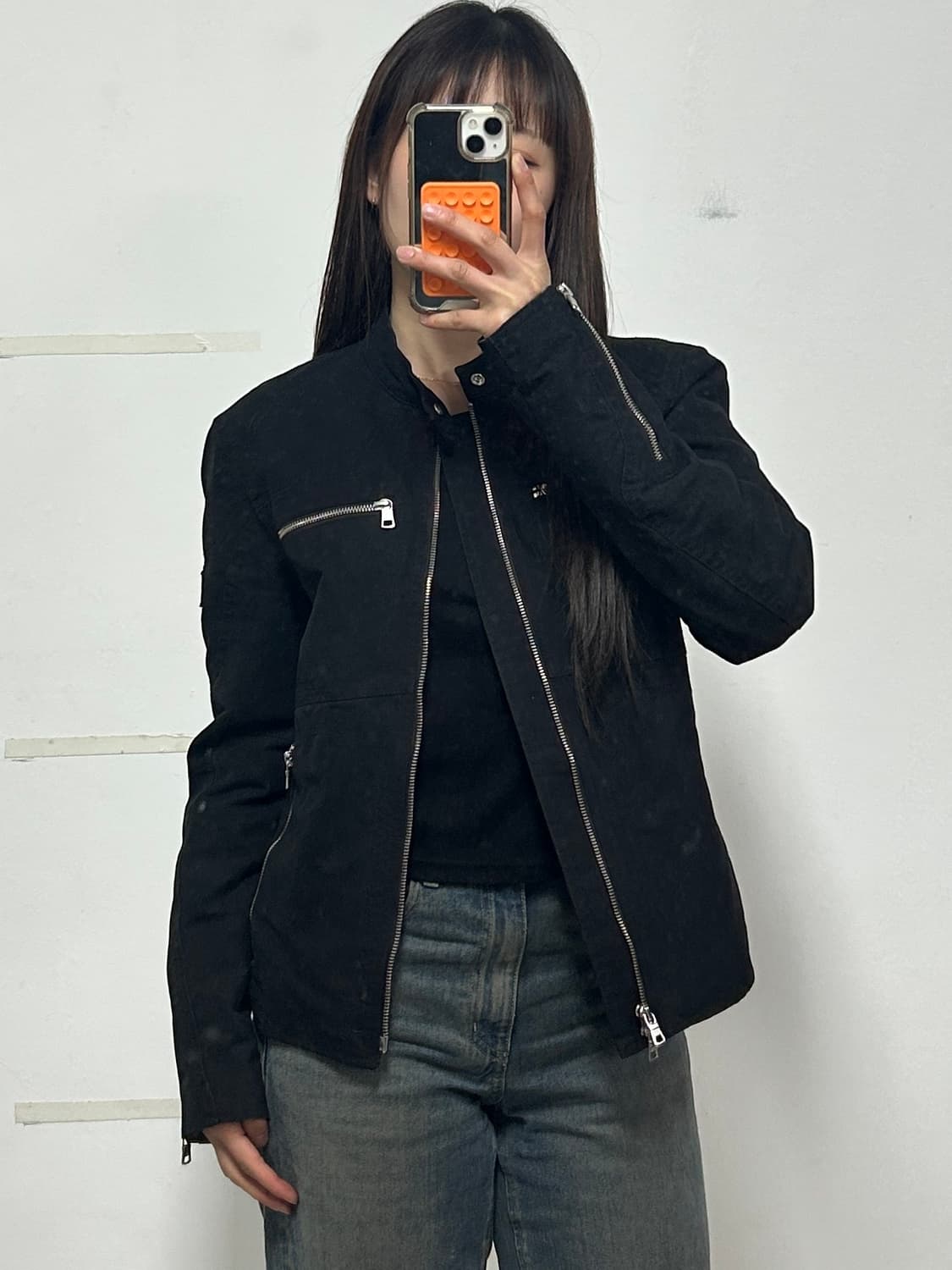 아르마니 익스체인지 코튼 싱글 라이더 자켓 블랙 상품이미지2