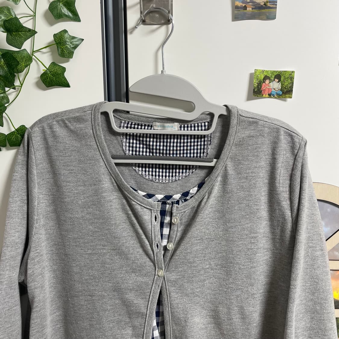 모리걸 바선생 가디건 체크 블라우스 상품이미지3