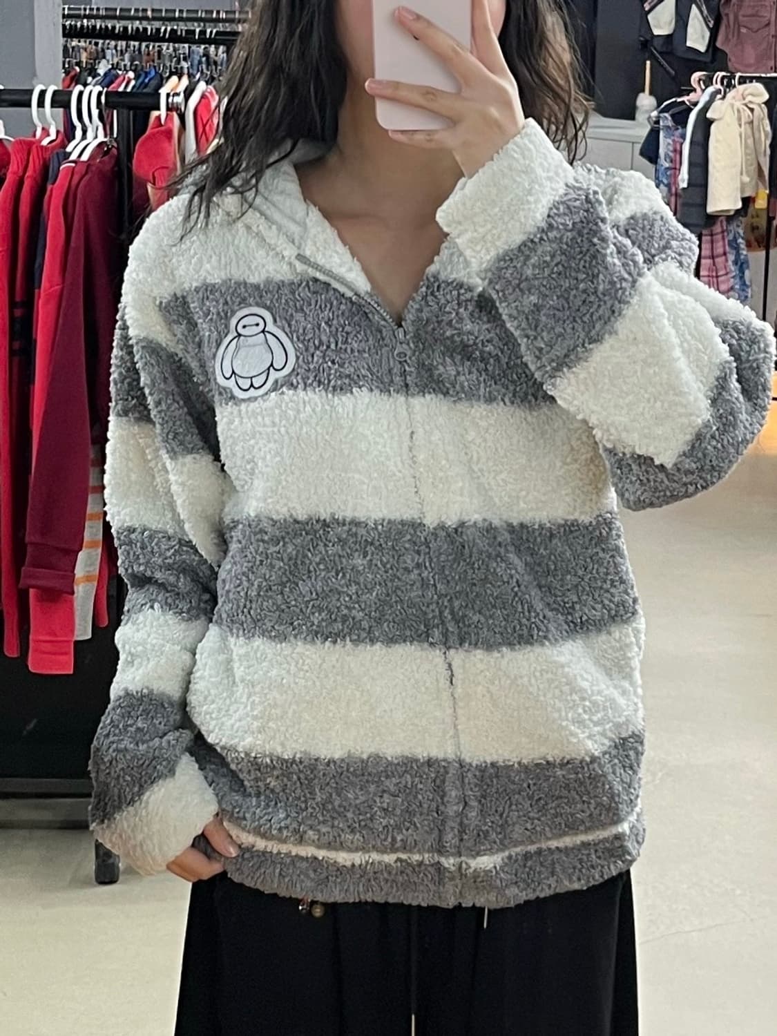 디즈느 빅히어로 스트라이프 후리스 후드집업 상품이미지2