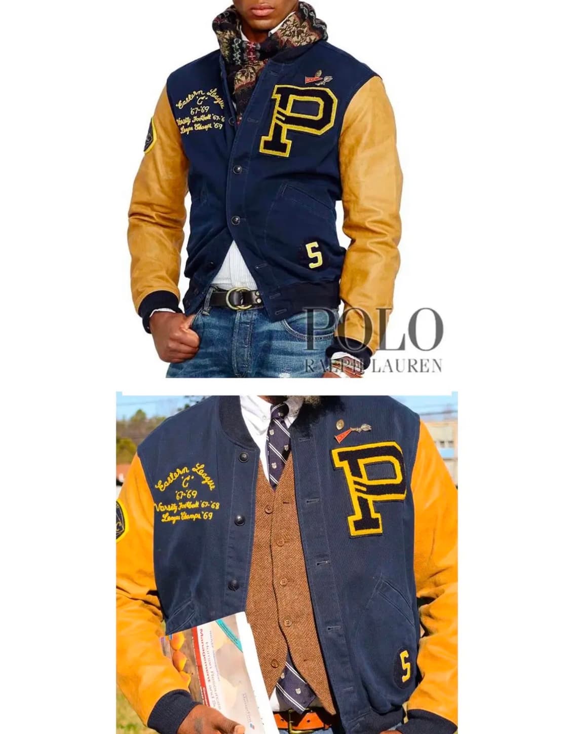 폴로 랄프로렌 / 풋볼 불독 코튼 레더 바시티 / L 상품이미지10