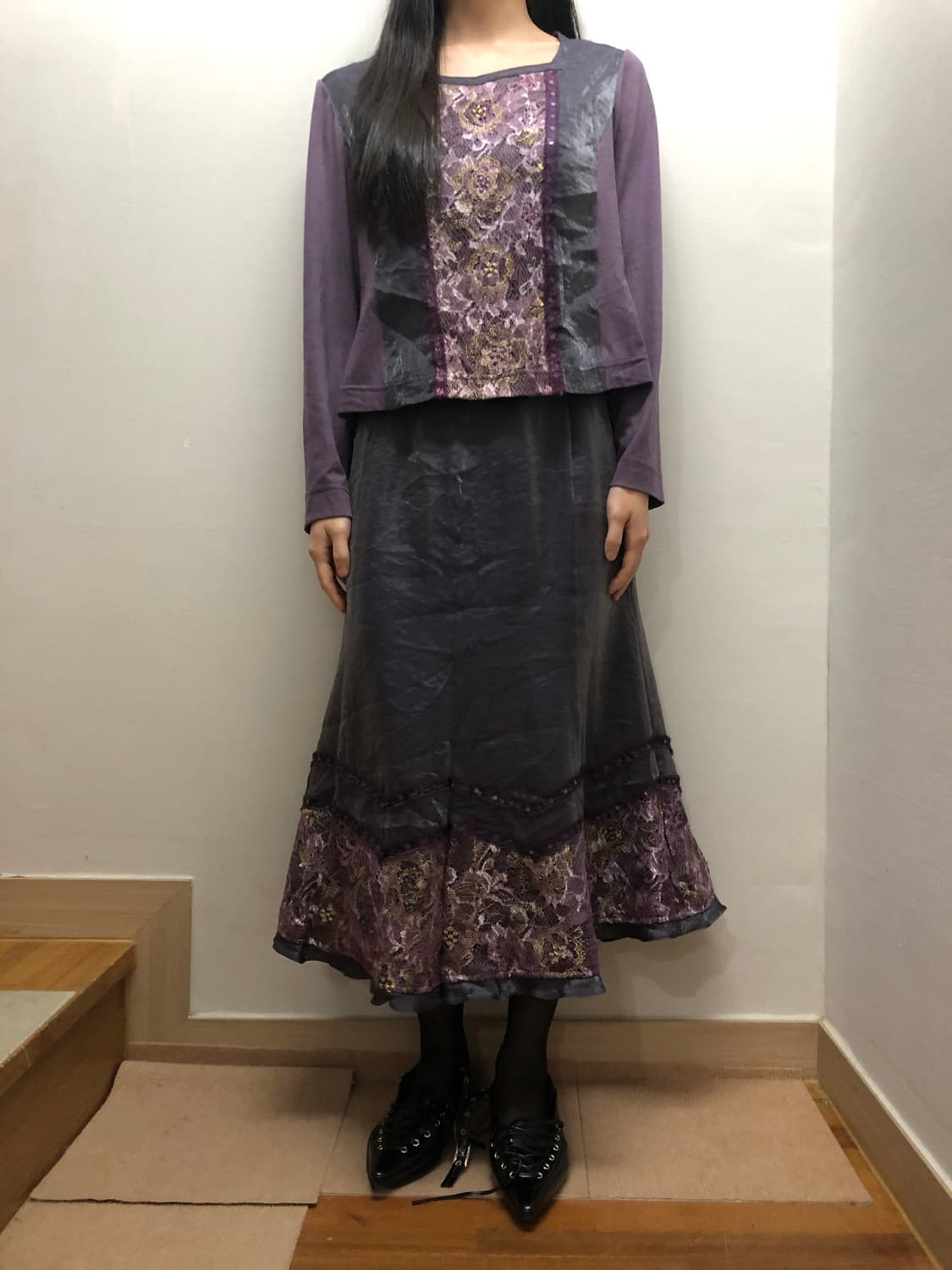 빈티지 퍼플 오리엔탈 셋업 상품이미지3