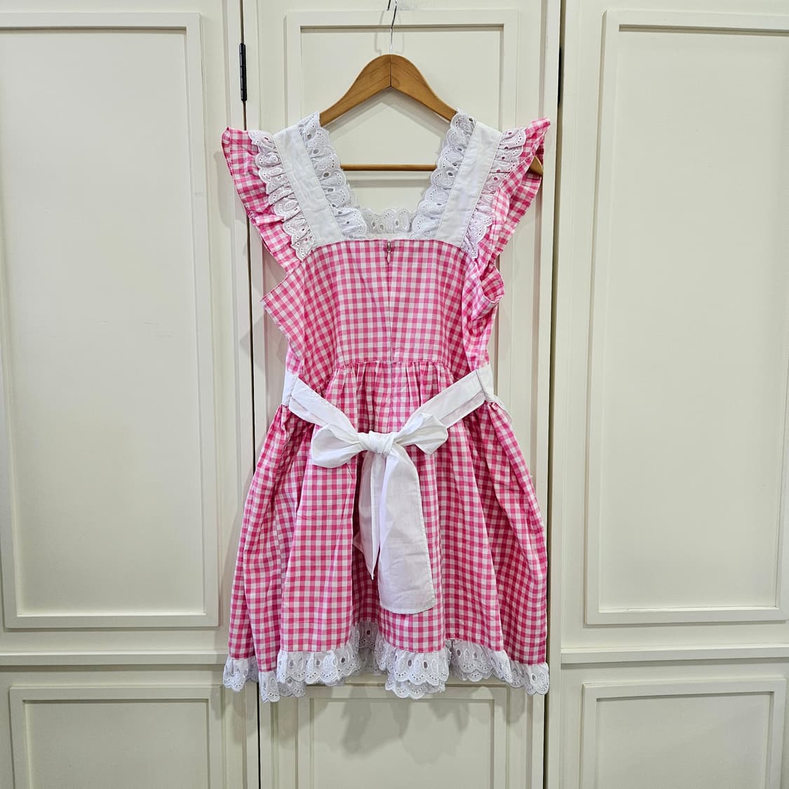 핑크 체크 에이프런 원피스 상품이미지7