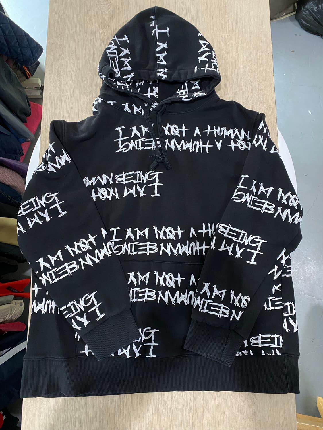 아임낫어휴먼비잉 레터링 후드티 XL 상품이미지1