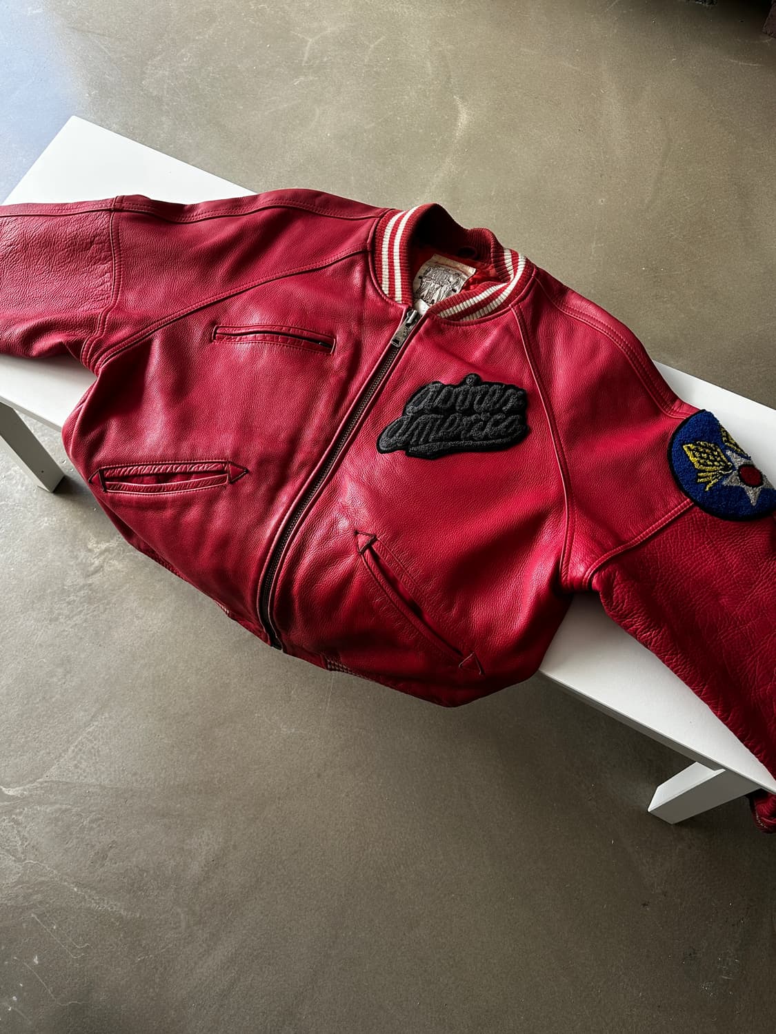 Avirex 90s 아비렉스 오리지널 트랙필드 레더 바시티 상품이미지2