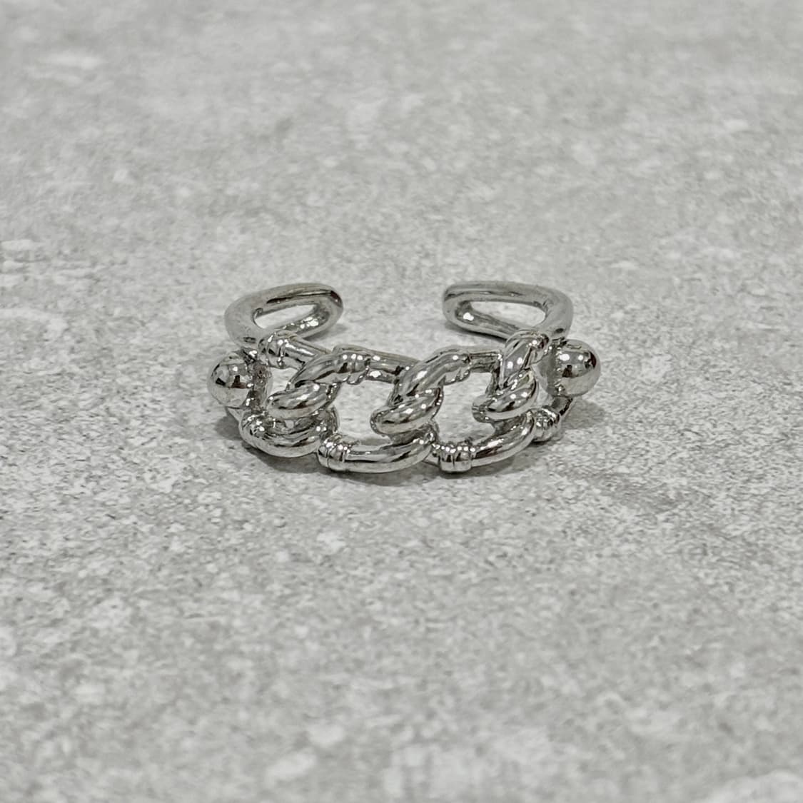 Oribell 볼드 체인 링크 925 스털링 실버 미니멀 오픈링 반지 상품이미지2