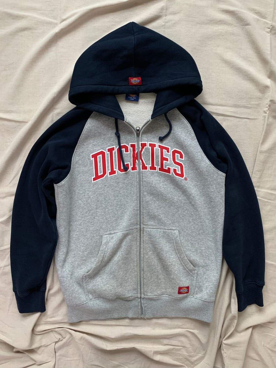 디키즈 스펠아웃로고 네이비 그레이 나그랑 후드집업 상품이미지5