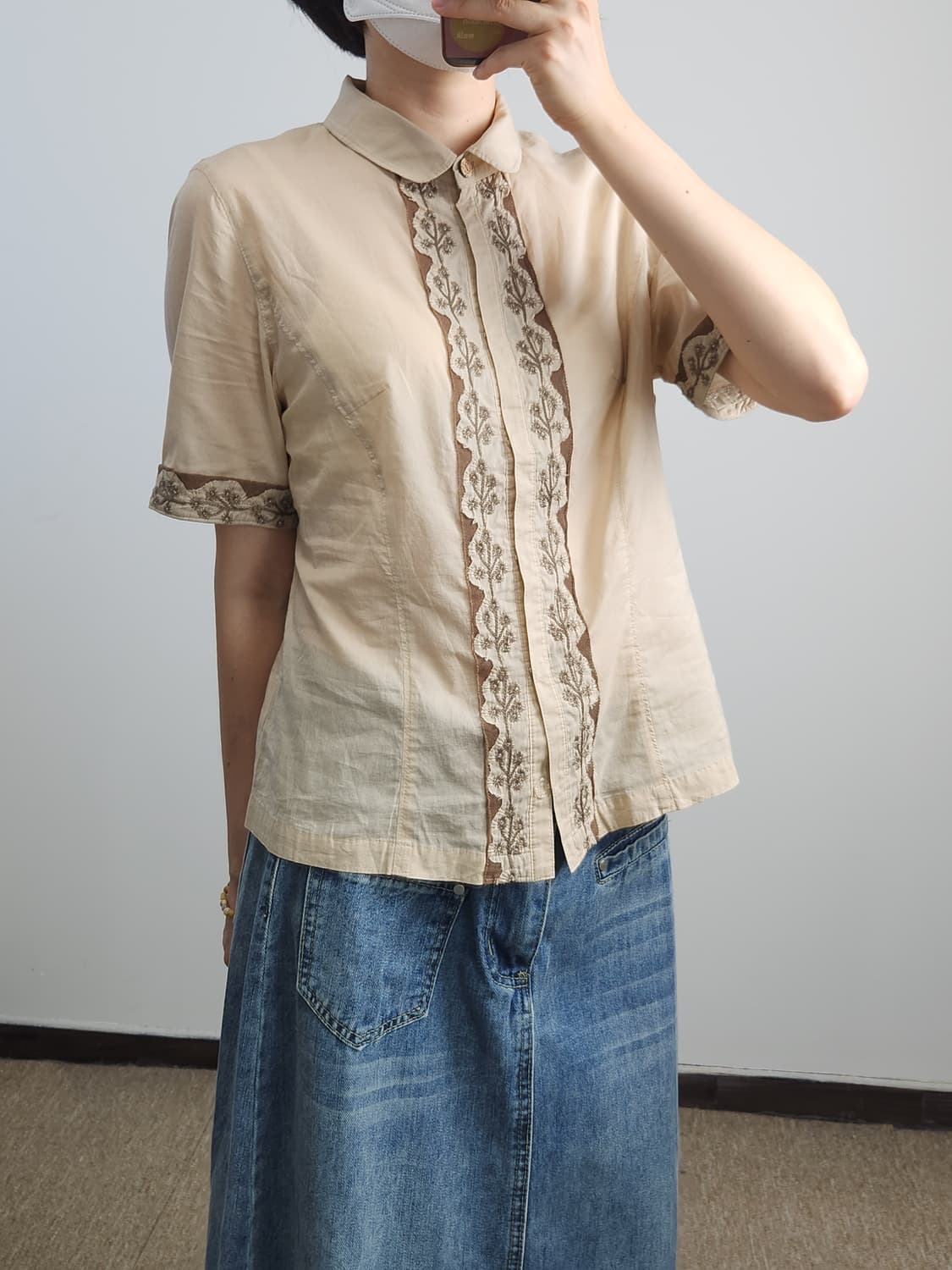 잔꽃 자수 블라우스 상품이미지2