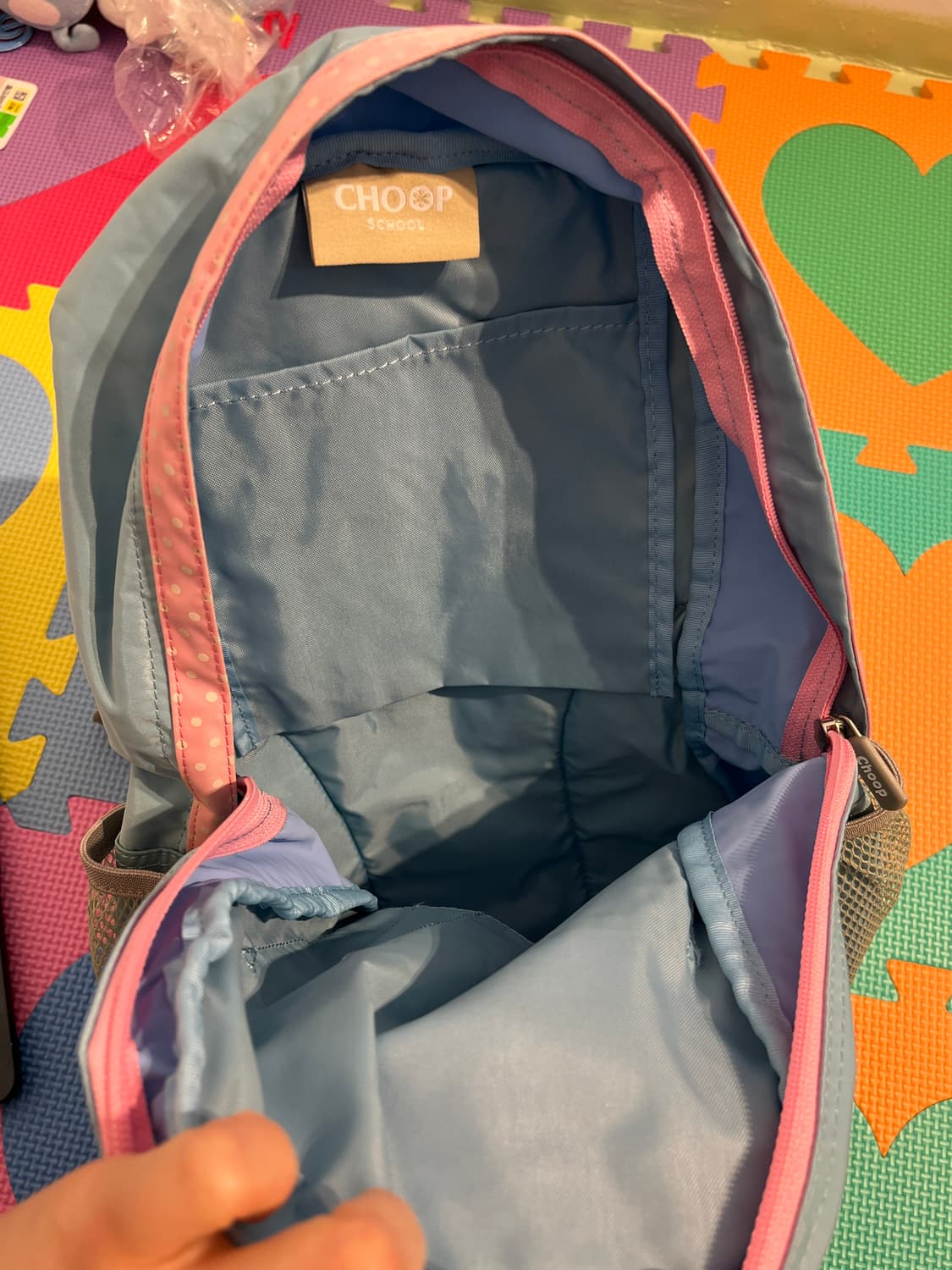 핑크 도트 포인트 블루 백팩 🌀오른쪽 상품이미지8