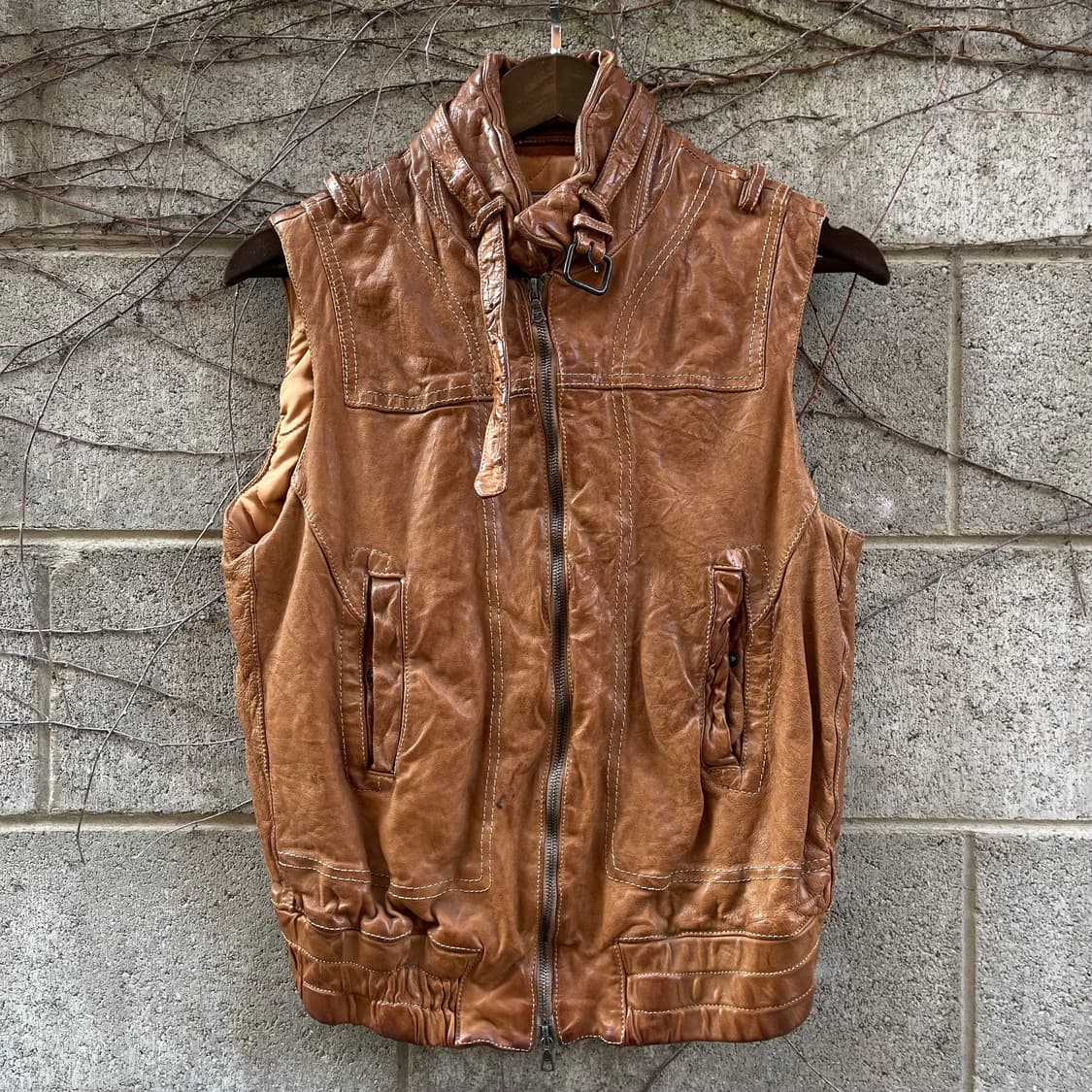 [XXS] 닐바렛 브라운 소가죽 조끼 자켓 상품이미지1