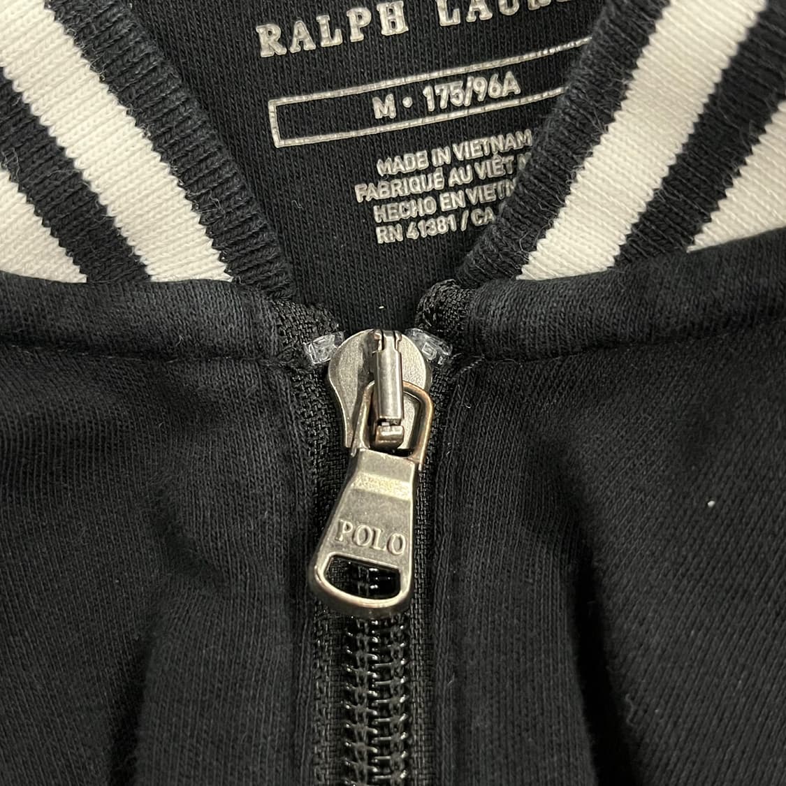 폴로 랄프로렌 블랙 화이트 면 집업 져지 트랙탑 상품이미지7