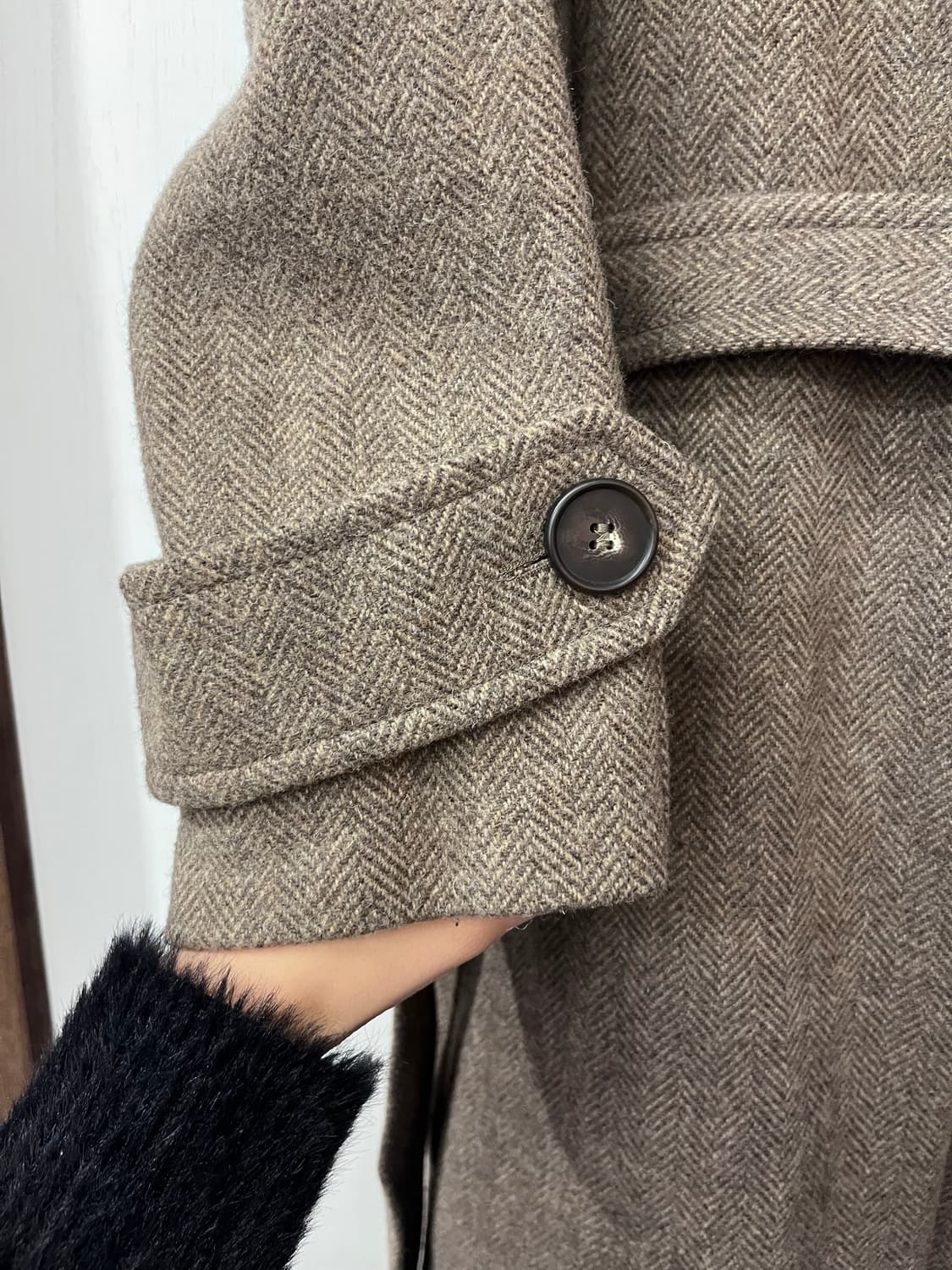 룩캐스트 티아 울 코트 브라운 퍼 카라 상품이미지5