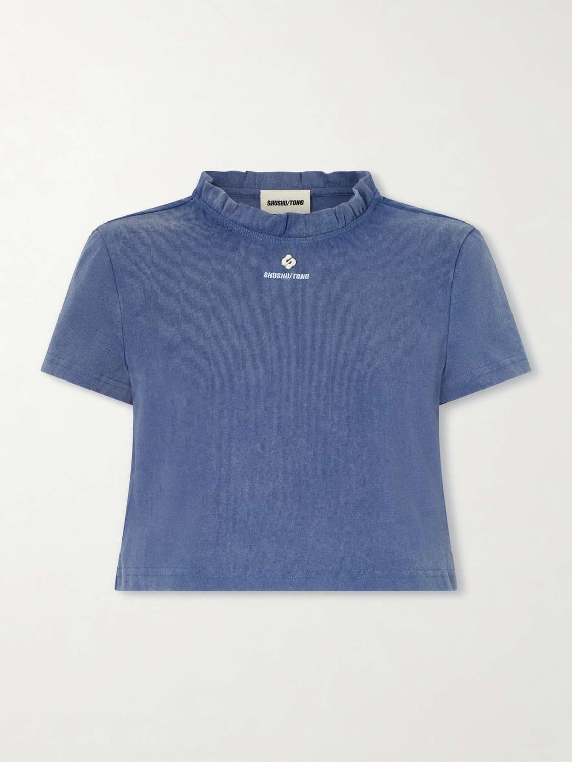 [8,10]슈슈통 26ss Wave 레이스 카라 티셔츠/블루 상품이미지1