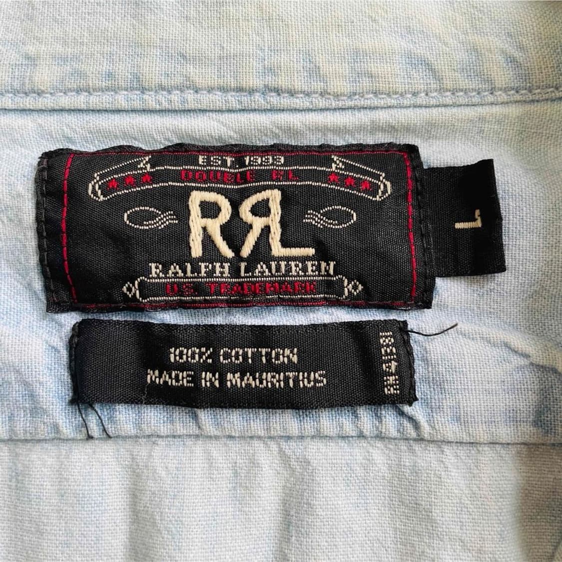 RRL 더블알엘 워시드 인디고 샴브레이 워크 셔츠 상품이미지9
