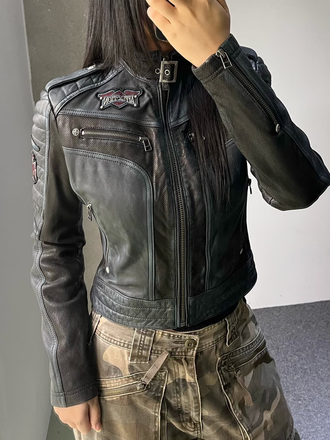 어플릭션 바이커 레더 자켓 상품이미지2