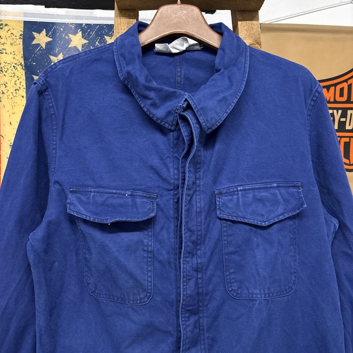 90s 프렌치 워크웨어 커버올 코튼트윌 점프수트 잉크블루 N953 상품이미지3