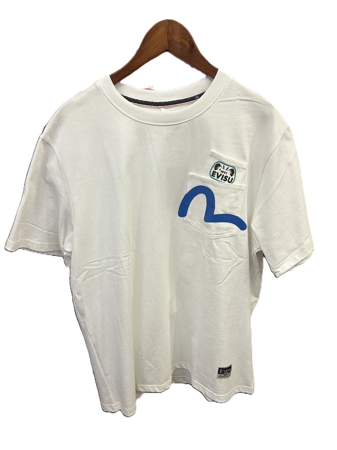 EVISU 1991 포켓 블루 갈매기 로고 반팔 티셔츠 화이트 상품이미지1