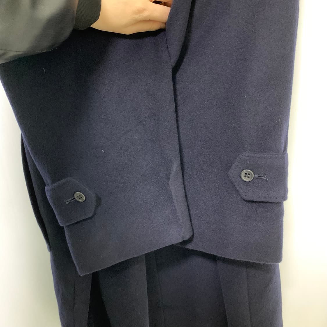 jpn 일본 빈티지 네이비 더블 버튼 하프코트 캐시미어 100% 상품이미지9