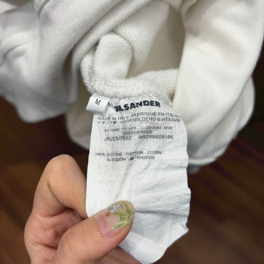 질샌더 크루넥 코튼 긴팔 맨투맨 솔리드 미니멀 로고 프린팅 디테일 화이트 상품이미지7