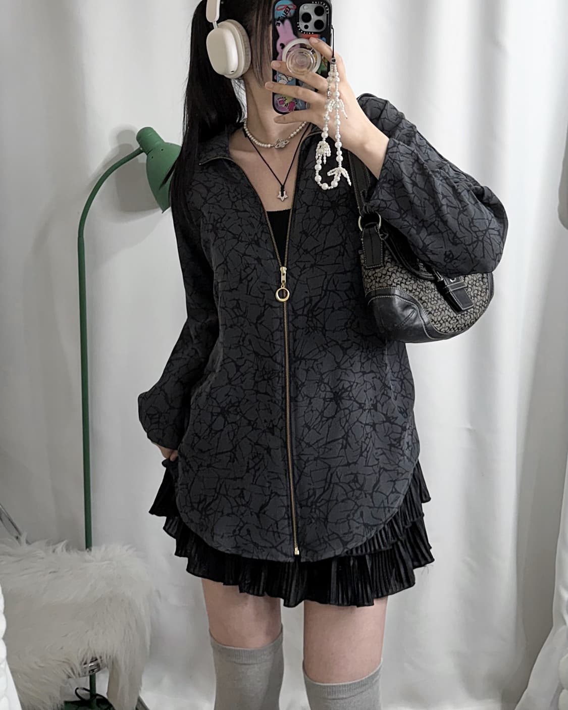 그레이 & 블랙 유니크 집업 자켓 상품이미지1