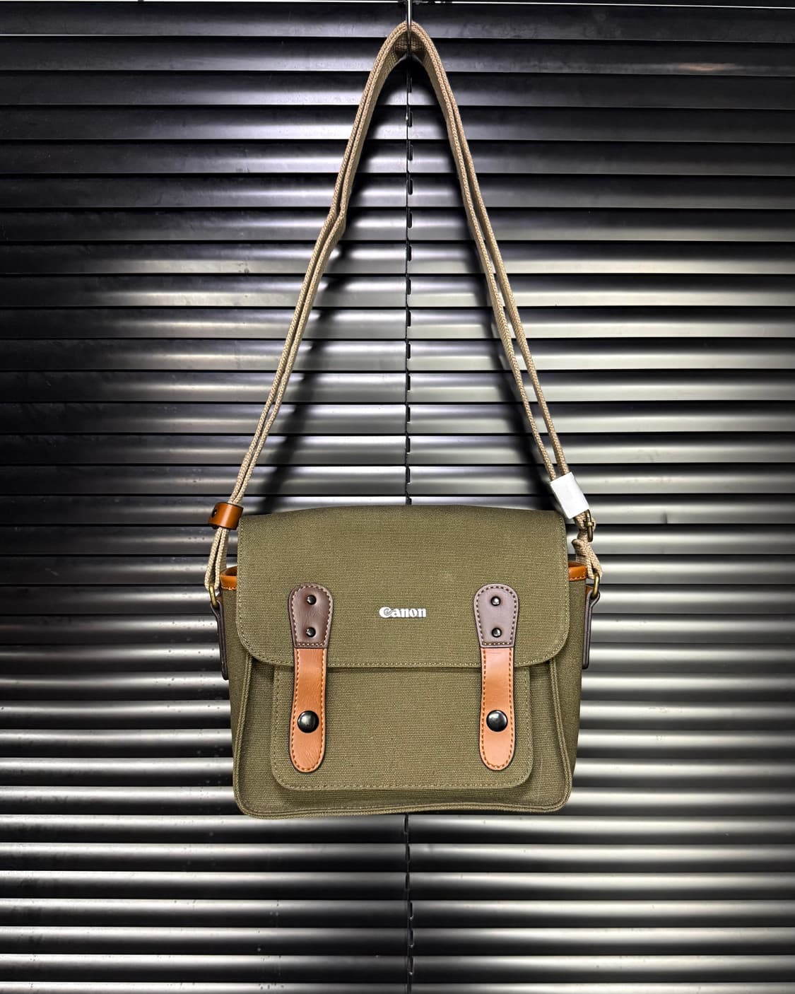 캐논 헤링본 크로스백 카메라백 가방 포켓 숄더백 에스닉 가죽 카키 빈티지 상품이미지1