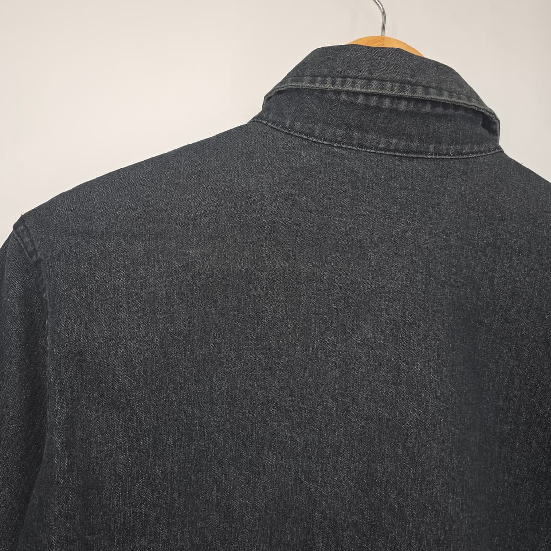 일본 빈티지 블랙 데님 스톤 장식 꽃 자수 반팔 남방 상품이미지10