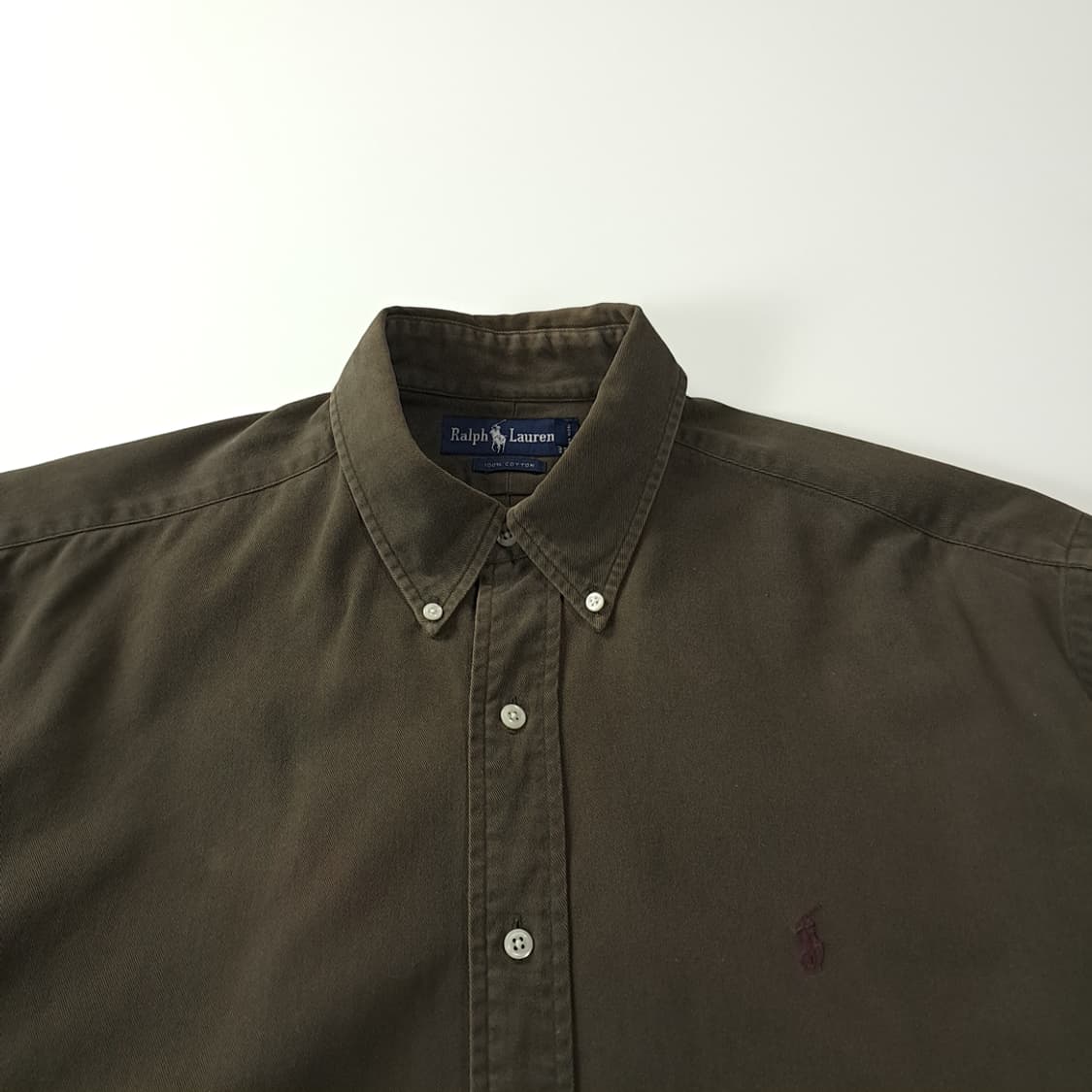 CK266 L 폴로 90s 미국판 다크 올리브 셔츠 남방 상품이미지2