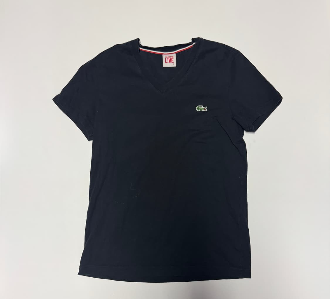 정품 여성 라코스테 라이브 브이넥 반팔 티셔츠 S 2 블랙 상품이미지1