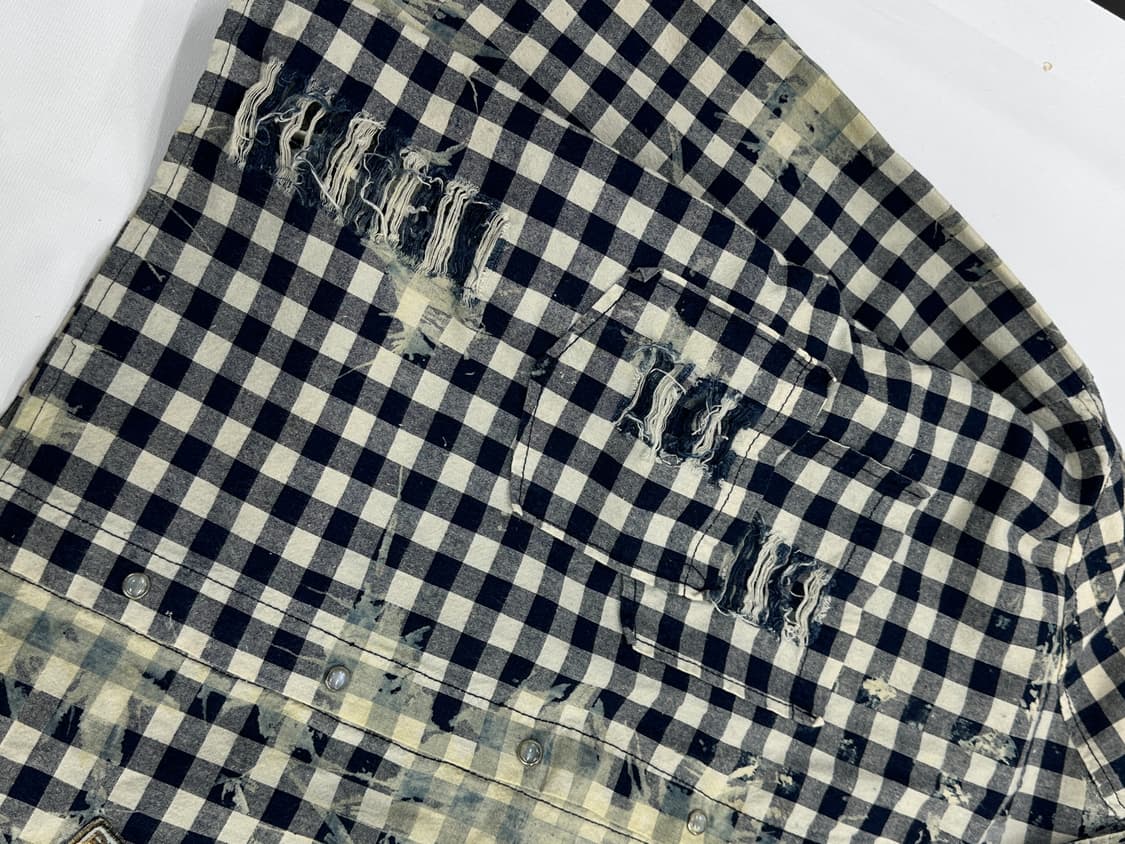 ⭐️빈티지 워싱 네이비 체크셔츠 ⭐️패치 보헤미안 펑크 y2k 상품이미지6